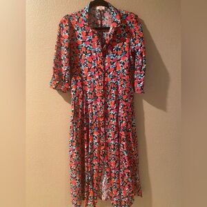 Goa Paris Floral Puff Sleeve Sundress with Notched Collar